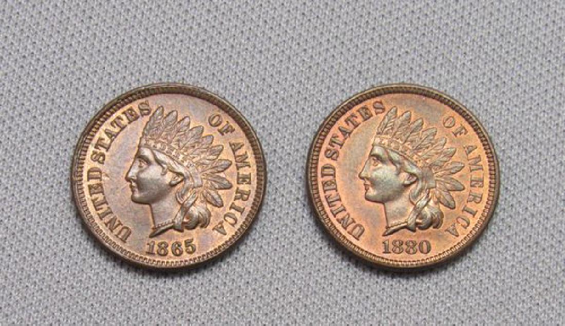 1865 & 1880 INDIAN HEAD CENTS: (1 of 2)