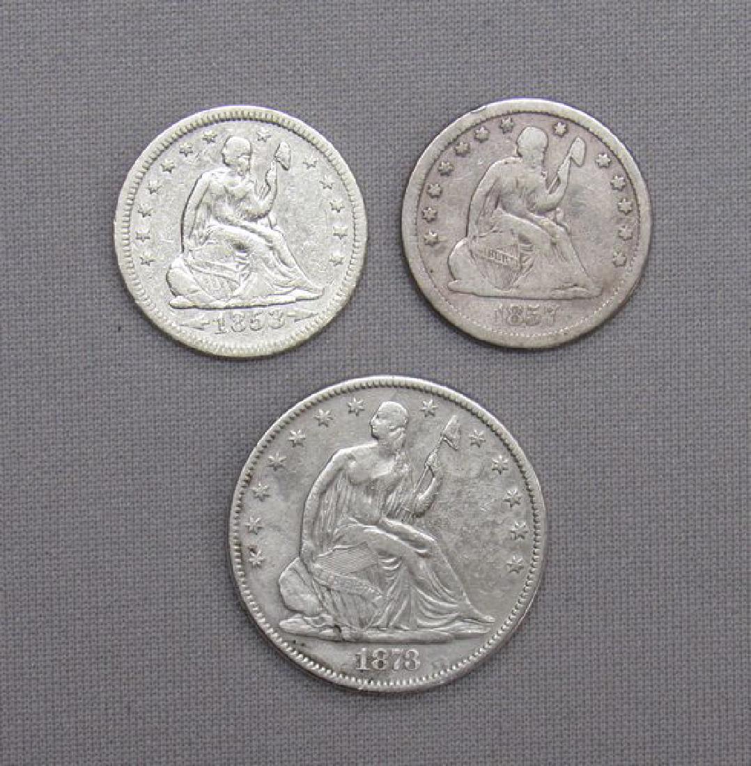 1853 & 1857 SEATED QUARTERS & 1873 SEATED (1 of 2)
