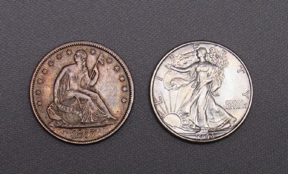 1857 LIBERTY SEATED HALF & 1943 WALKING (1 of 2)