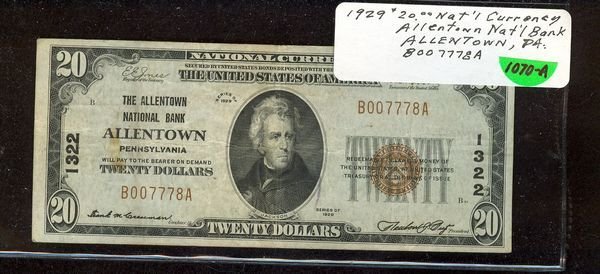 1929 $20.00 NATIONAL CURRENCY
