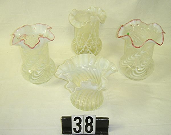 (4) OPALESCENT GL. VASES