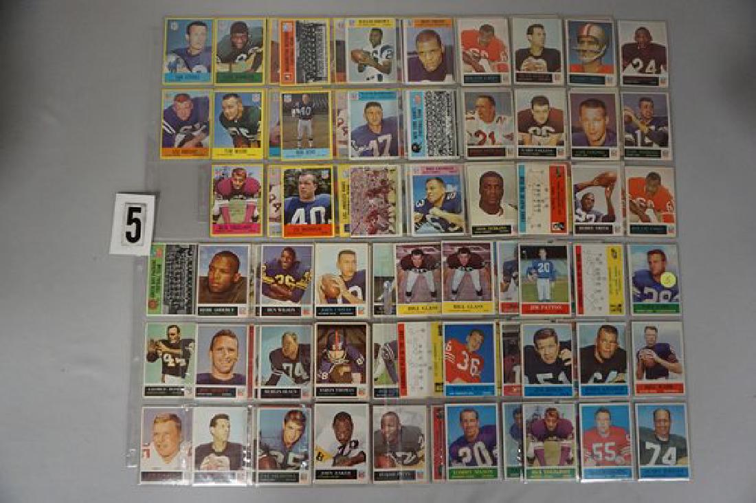 PHILADELPHIA GUM FB CARD LOT :: (24) 1964, (58) 1965, (19) 1966 & (24) 1967, 125 TOTAL CARDS IN SHEETS - GOOD TO VG/EX