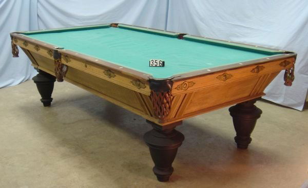 Brunswick, Balke, Collender Antique Pool Table: Brunswick, Balke, Collender 4 1/2' X 9' Antique Pool Table Narragasett Model, Circa 1905, Vermont 1" Thick Slate- Partially Restored