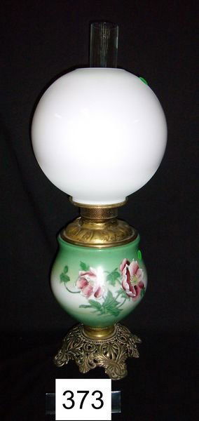 Antique Gone With The Wind Table Lamp: Antique Gone With The Wind Table Lamp, Top Shade Is A Replacement