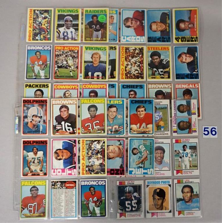 (42) 1972 & (118) 1973 TOPPS FB CARDS IN SHEETS, (1 of 6)