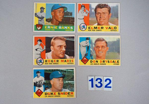 (5) 1960 TOPPS BB CARDS: (1 of 2)