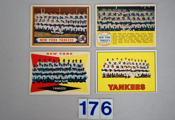 1957, '58, '60 & '67 TOPPS N.Y. YANKEES TEAM CARDS (1 of 2)