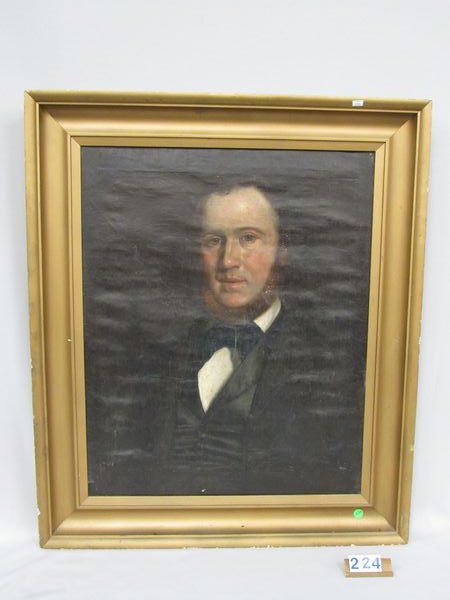 FRAMED OIL PAINTING ON CANVAS,: PORTRAIT OF A YOUNG GENTLEMAN WITH BEARD, DATED 1843 ON REAR SIDE OF CANVAS, SOME OVERALL CRACKING TO PAINT & SOME SMALL AREAS WITH MINOR PAINT LOSS APPROX. 26 1/2 IN. H, 22 1/ IN. W - GOOD