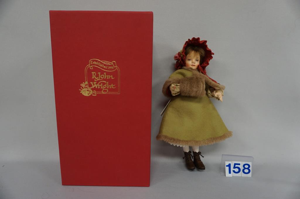 R. JOHN WRIGHT VICTORIAN CHILDREN:: 10 IN. H "MARY FRANCES" WITH SWIVEL NECK & JOINTED LIMBS, JULY 1, 2011 EDITION LIMITED TO 100 PIECES WITH C.O.A., TAG SIGNED R. J. WRIGHT, ORIGINAL BOX, ETC., N. MT