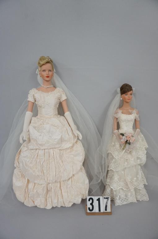 (2) TONNER DOLL CO. BRIDE DOLLS,: 16 1/2 IN. & 20 IN. H, EACH IN ORIGINAL OUTFITS & COMPLETE - EX