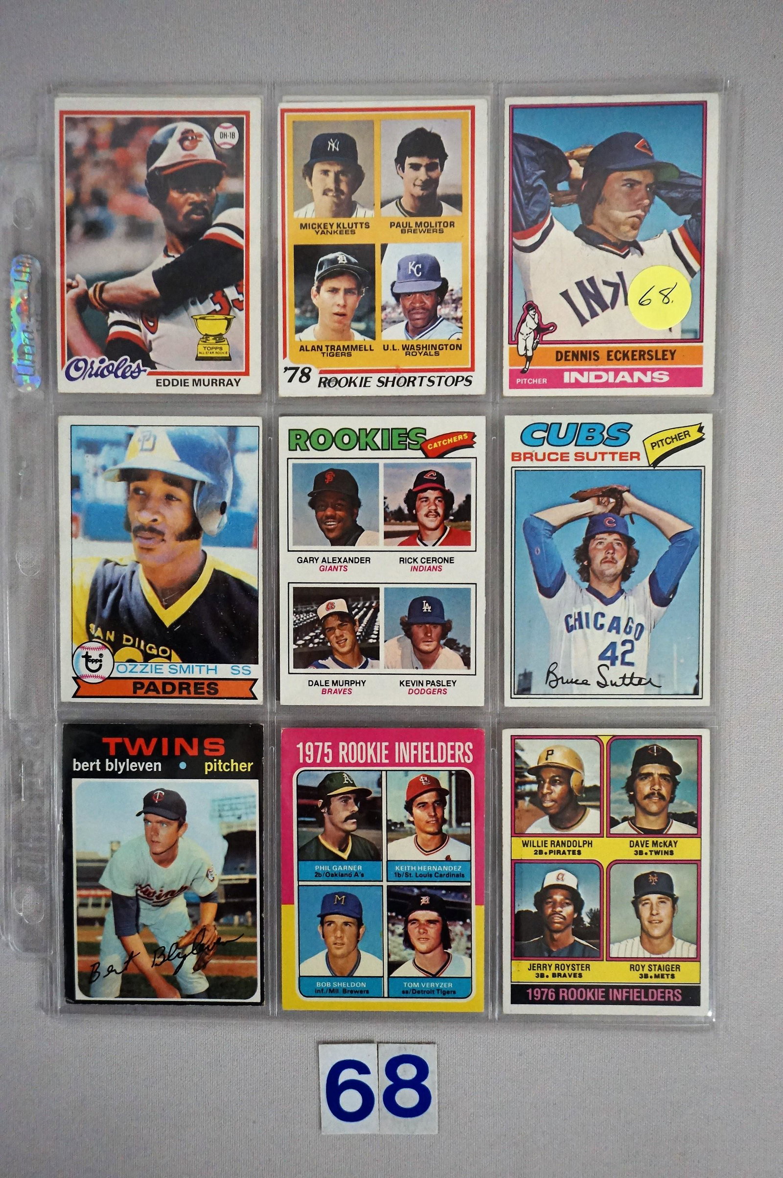 (13 DIFF.) 1970: E. MURRAY, OZZIE SMITH, PAUL MOLITOR/ALAN TRAMMELL, D. ECKERSLEY & OTHERS - VG/EX TO EX/MT