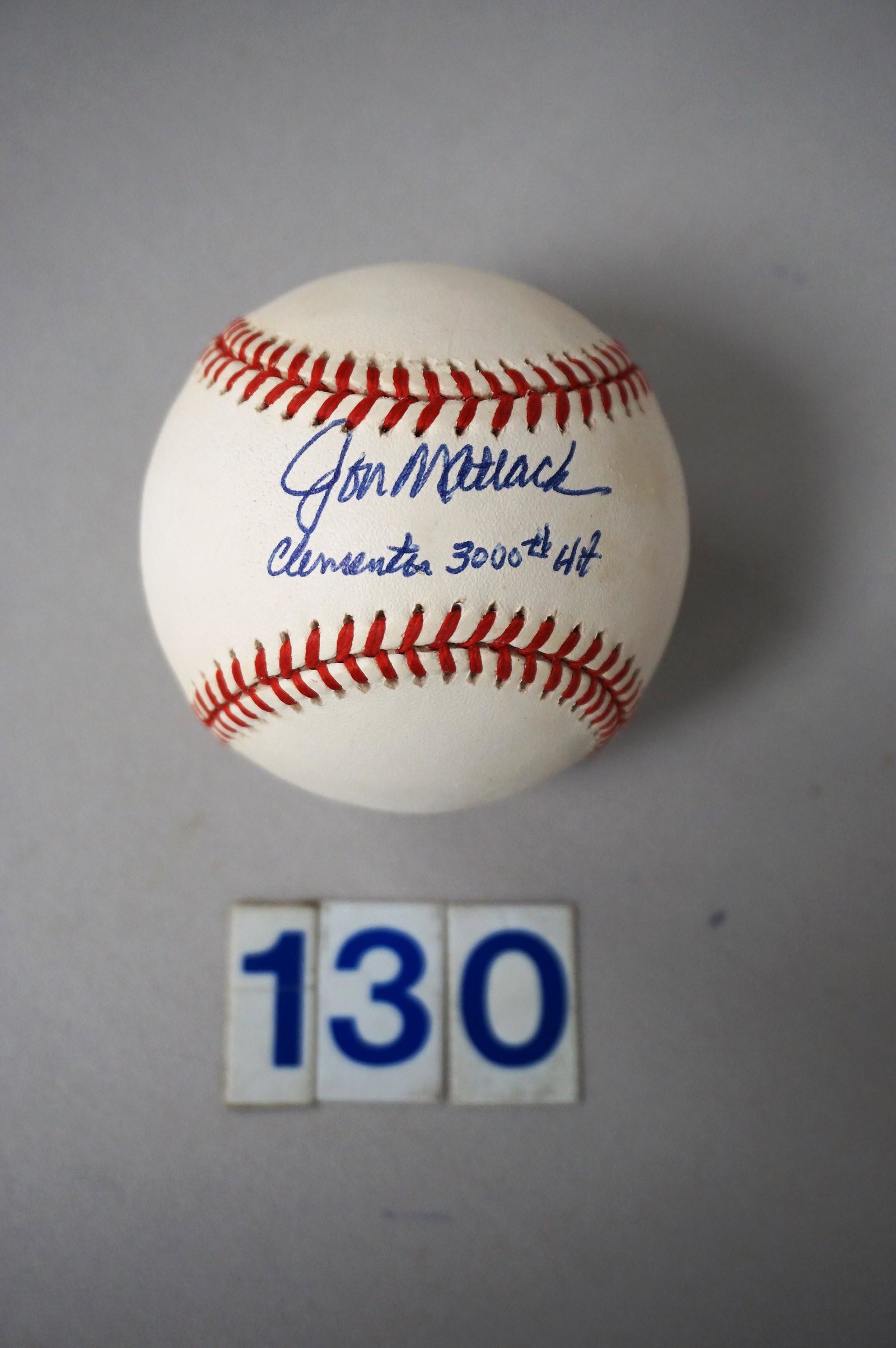 JON MATLOCK AUTOGRAPHED OFFICIAL N.L. BB,: LEONARD COLEMAN, PRES., WITH INSCRIPTION: CLEMENTE'S 3,000TH HIT - N.MT. (NO C.O.A.)