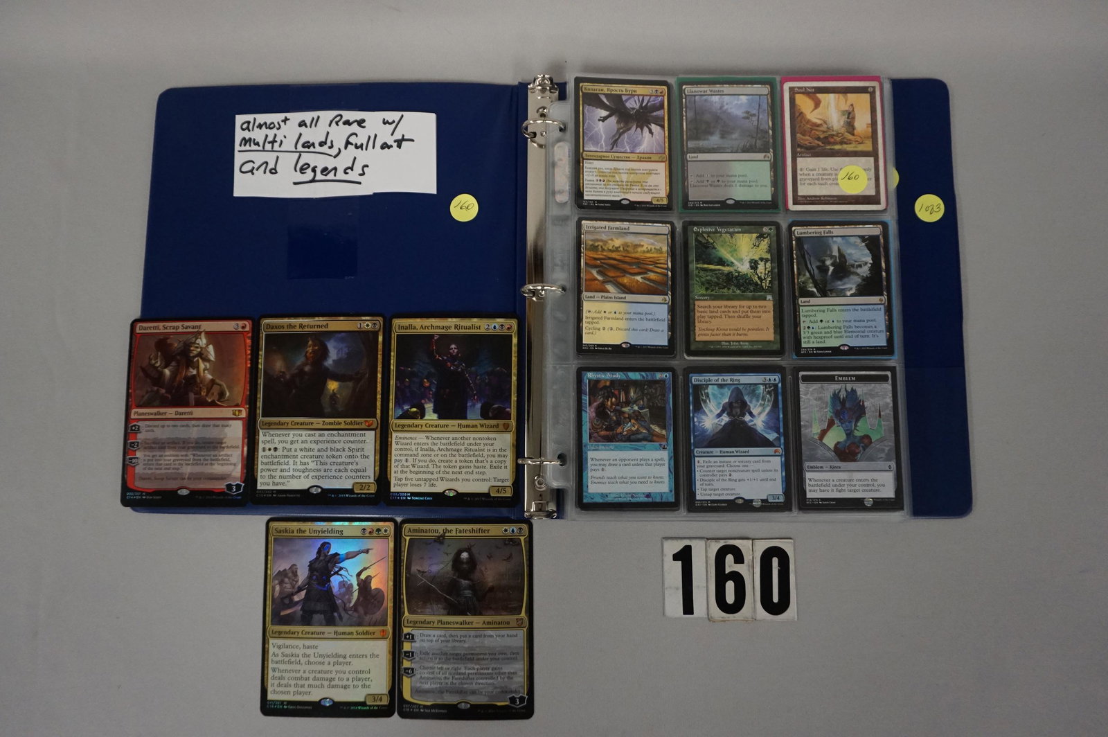 MAGIC THE GATHERING CARDS MIXED LOT, 1993-2002,: ALBUM WITH 216 CARDS, ALMOST ALL ARE SCARCER/RARE CARDS INCLUDING MULTI-LANDS, FULL ART & LEGENDS - VG +/-, BOX WITH 520 +/- SHADOWS OVER INNISTRAD COMMON & RARE CARDS - VG +/- & BOX WITH 460 +/- URZA