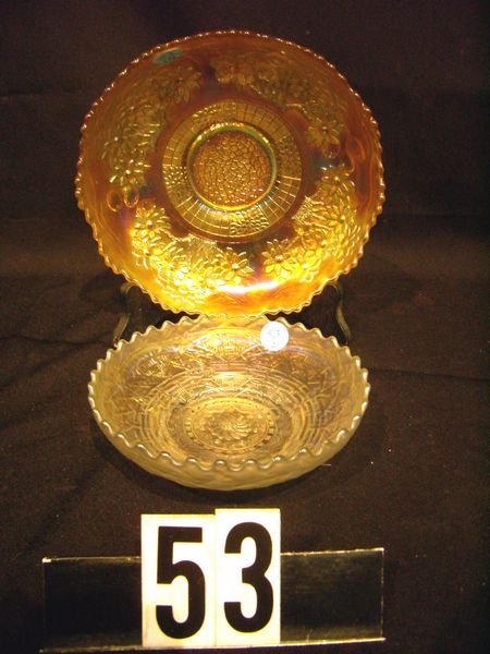 Carnival Glass 8" Orange Tree Marigold Bowl & 6" W