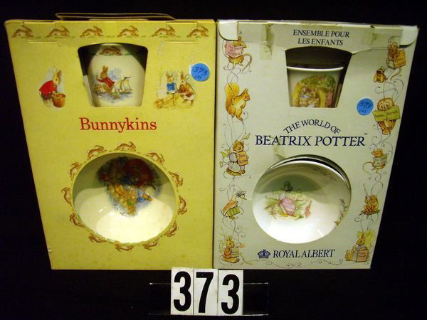 Royal Doulton Bunnykins And Royal Albert Beatrix P: Royal Doulton Bunnykins And Royal Albert Beatrix Potter 3 Pc. Child's Feeding Sets - Both In Original Boxes