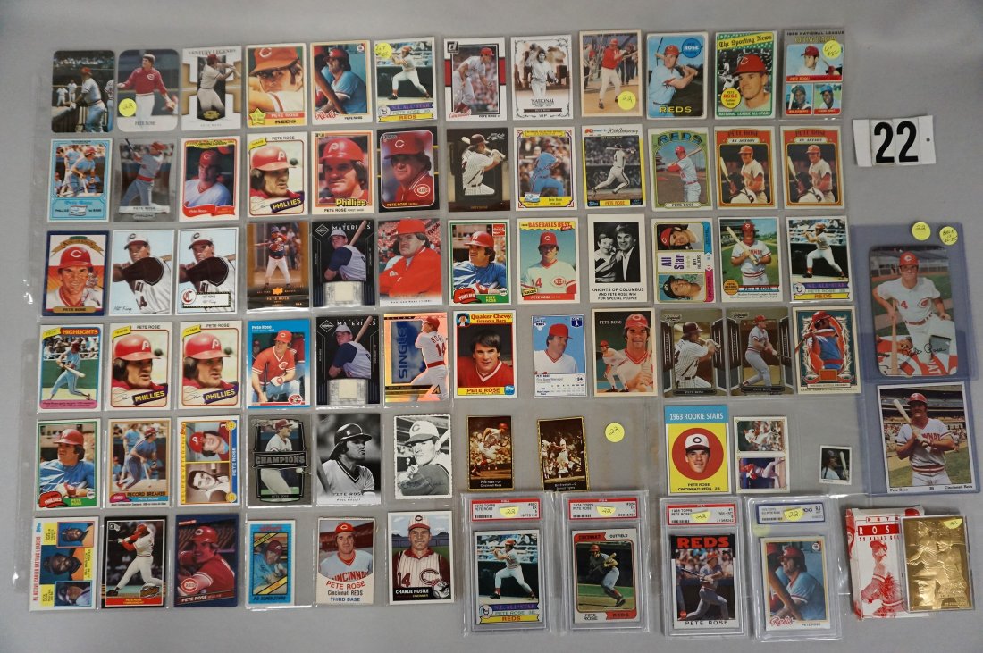 72 ASSORTED PETE ROSE CARDS:: 1969 TOPPS TO 2013, (4) GRADED CARDS - VG/EX TO N.MT., A FEW LESSER