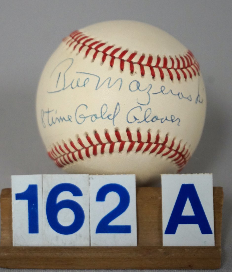 BILL MAZEROSKI AUTOGRAPHED OFFICIAL N.L. BASEBALL: WM. WHITE, PRES. WITH INSCRIPTION 8 TIME GOLD GLOVER - N.MT. (NO C.O.A.)