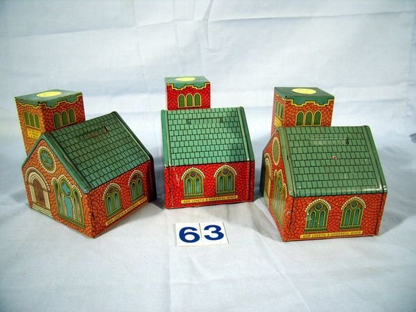 (3) J.CHEIN TIN LITHO CHURCH BANKS