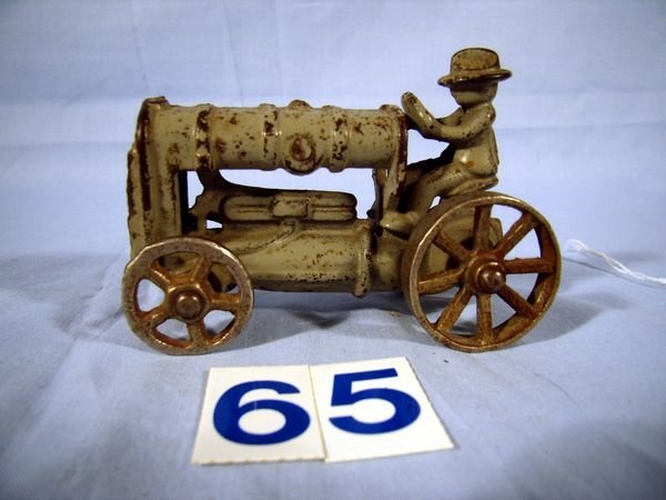 3 1/2" CAST IRON GREY TRACTOR W/ NICKEL WHEELS