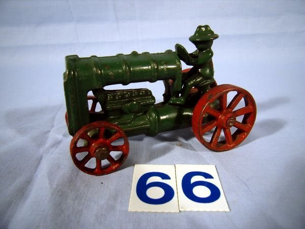 3 1/2" CAST IRON GREEN & RED TRACTOR