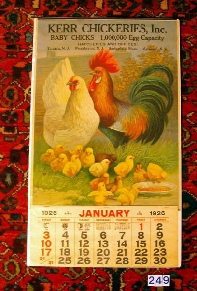 1926 KERR CHICKERIES INC. CALENDAR