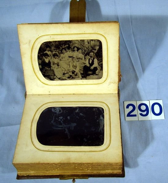 VICTORIAN PHOTO ALBUM W/ MANY TIN TYPE & PAPER PHO - 2