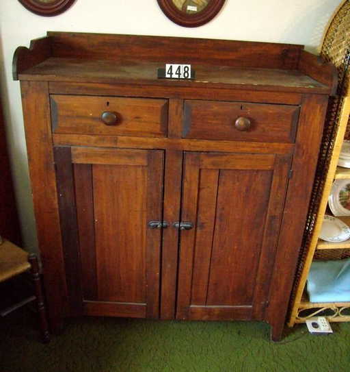 1448: ANTIQUE JAM CUPBOARD W/ DOVETAILED DRAWERS - VARI - 1448: ANTIQUE JAM CUPBOARD W/ DOVETAILED DRAWERS - VARI