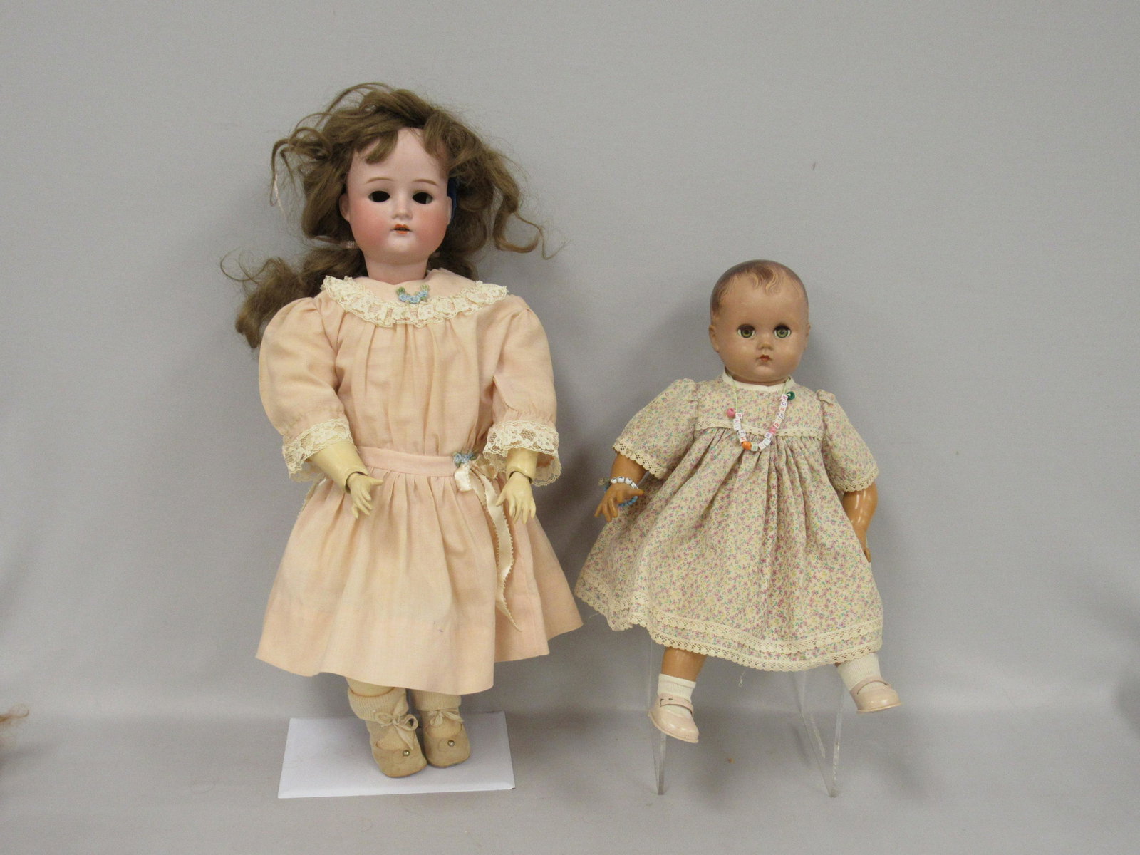 22 IN. BISQUE HEAD DOLL & 18 IN. AMER. CHARACTER BABY: (1 of 12)
