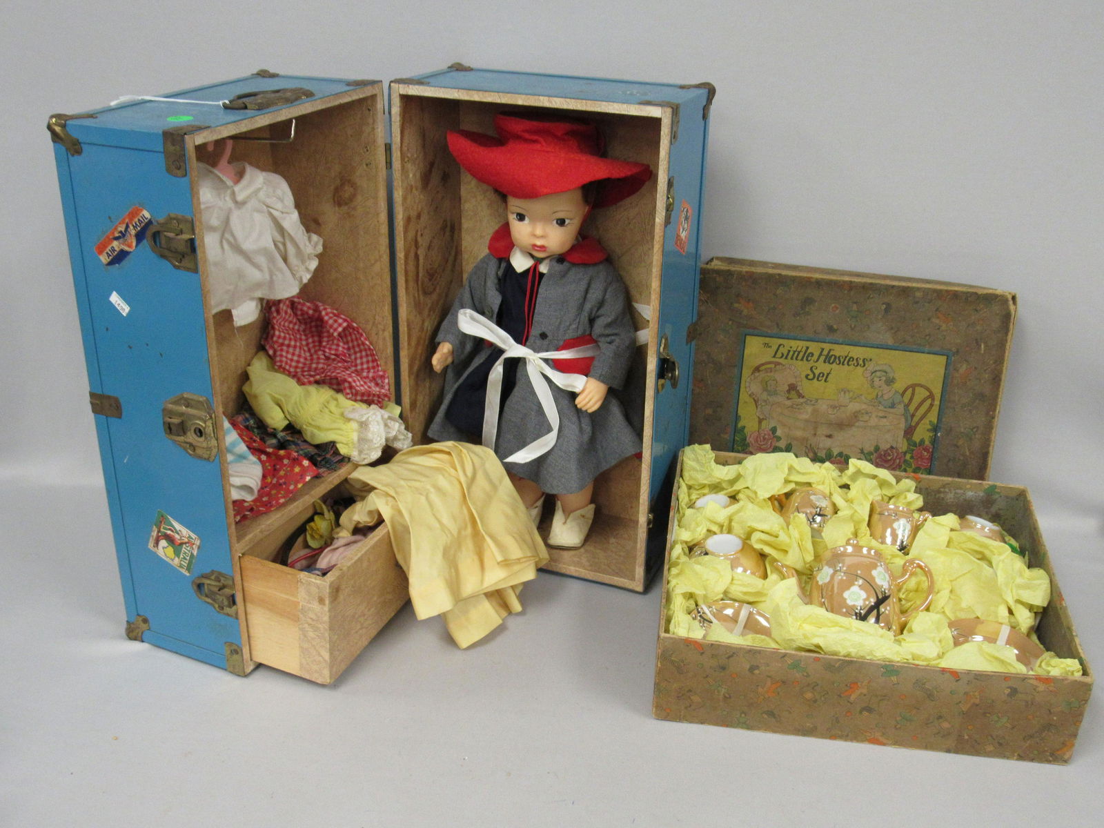 DOLLS, CLOTHING, TEA SET, ETC.: (1 of 8)