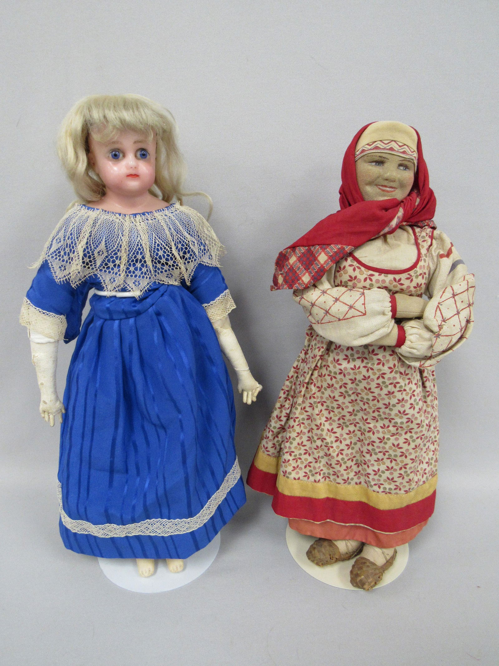 2 PCS. WAX DOLL & RUSSIAN CLOTH DOLL: (1 of 10)