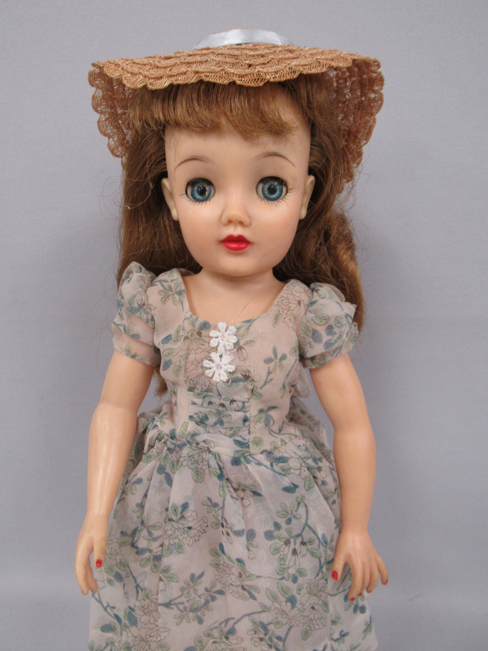 IDEAL 18 IN. MISS REVLON:: POSSIBLE ORIGINAL HAT, DRESS & SHOES. SLEEP EYES, SWIVEL WAIST - GOOD
