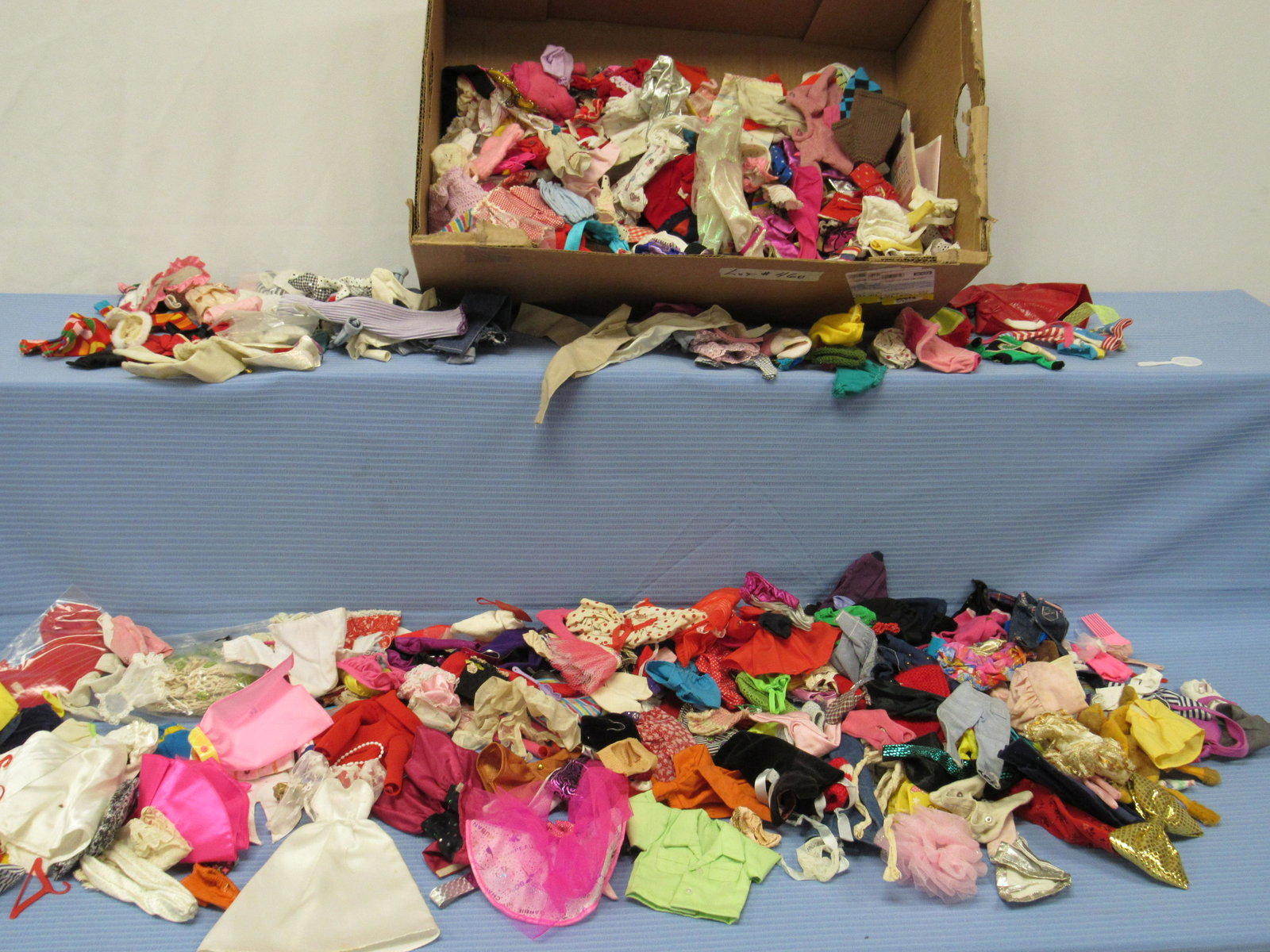 LARGE BOX OF SMALLER SIZE DOLL CLOTHES: (1 of 8)
