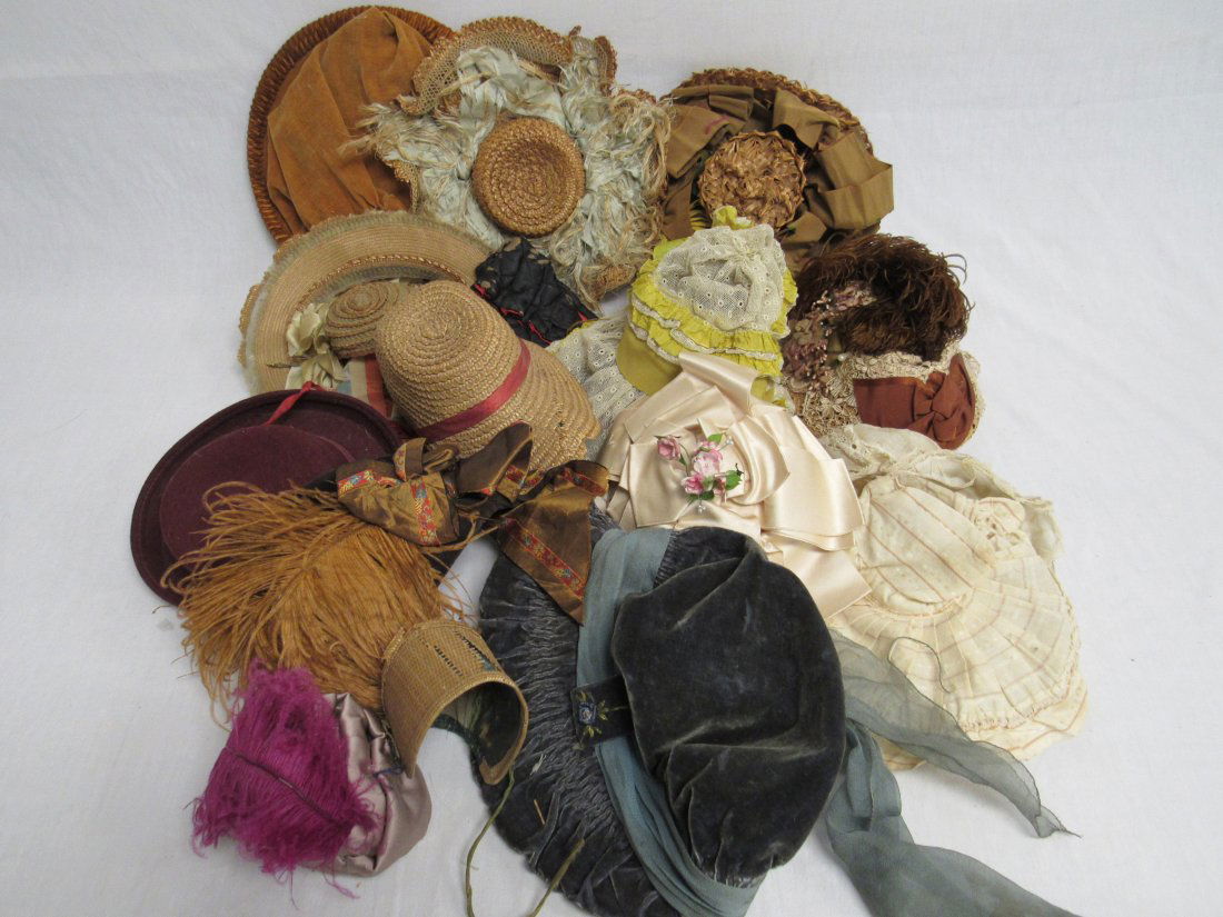 BOX LOT OF DOLL HATS: (1 of 5)