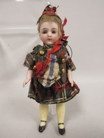 5 ½ IN. ALL BISQUE IN COSTUME - SCOTTISH?: