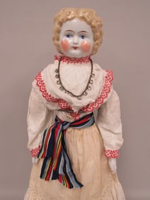 23 IN. CHINA HEAD BLONDE MARKED ON PLATE: