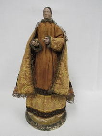 20 IN. EARLY WOODEN RELIGIOUS FIGURE: