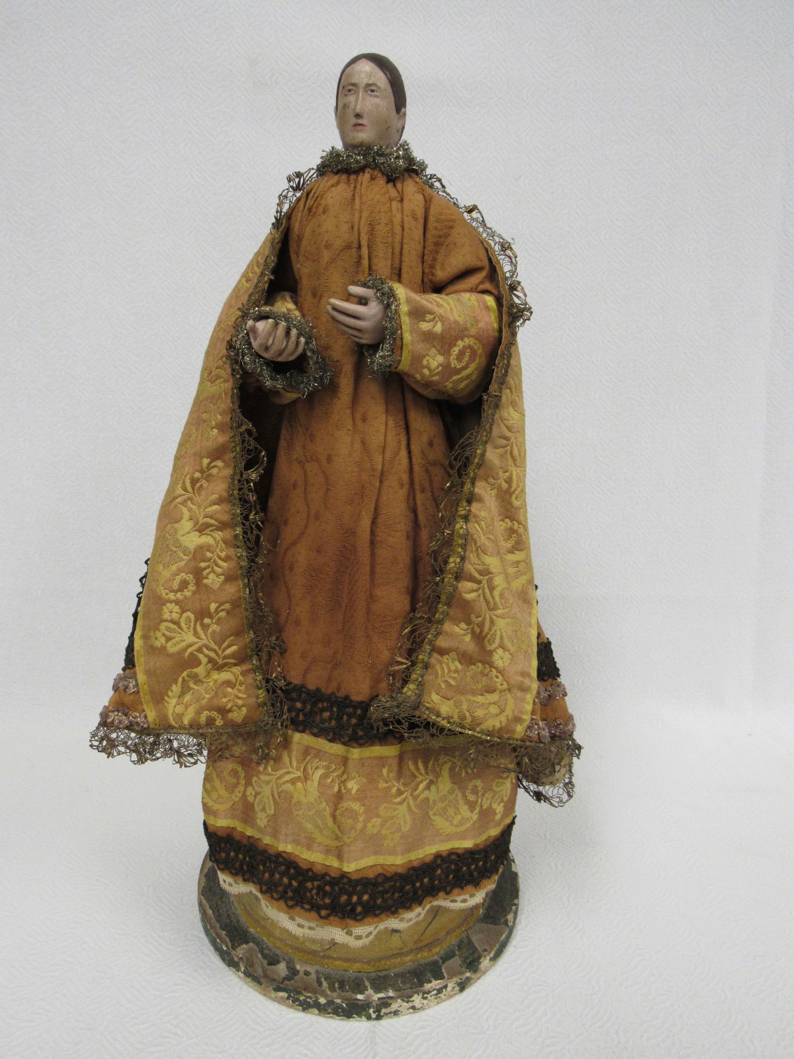 20 IN. EARLY WOODEN RELIGIOUS FIGURE: (1 of 11)