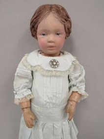 16 IN. SCHOENHUT CARVED HAIR WITH BOW GIRL: