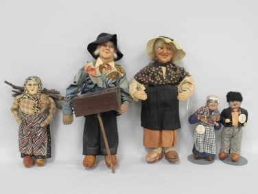5 RAVCA PEASANT DOLLS MADE IN FRANCE: