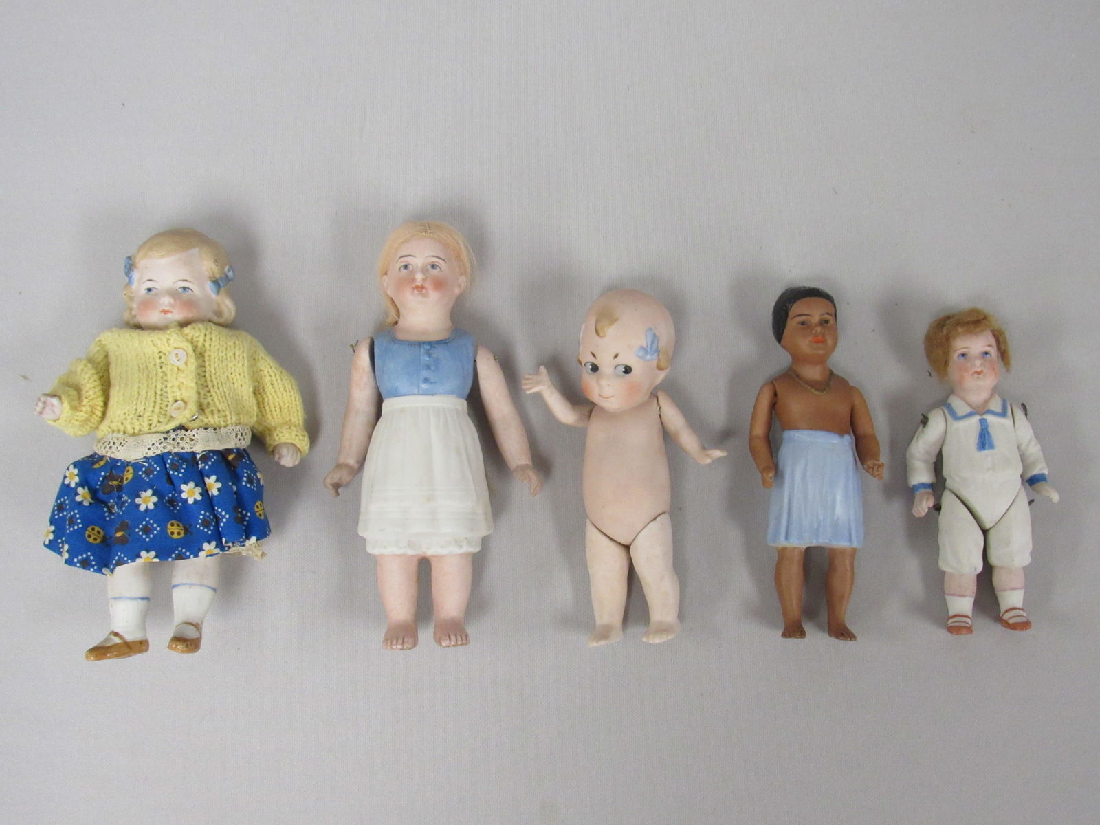 LOT OF 5 ALL BISQUE DOLLS: (1 of 12)