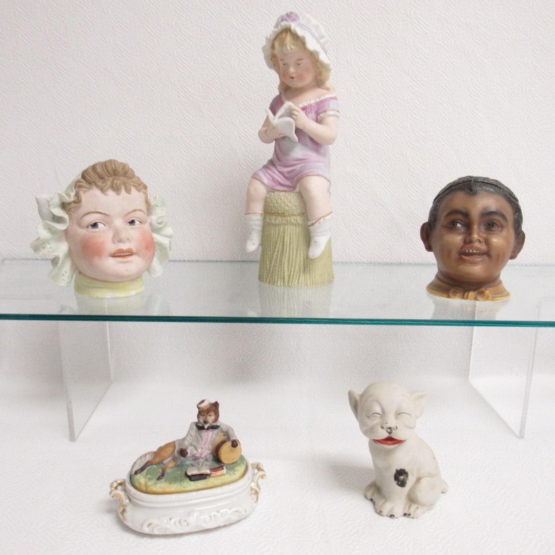 LOT OF BISQUE FIGURINES & TRINKET BOX: (1 of 19)