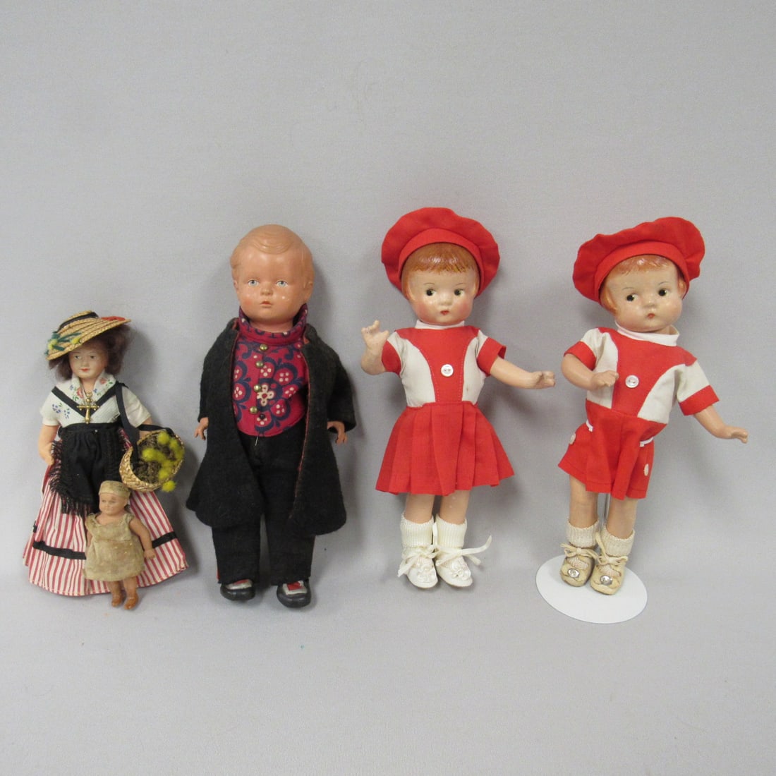 BOX LOT OF 5 COMPOSITION & CELLULOID DOLLS: (1 of 7)