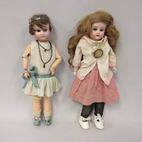 PAIR OF GERMAN BISQUE HEAD DOLLS: (1 of 11)