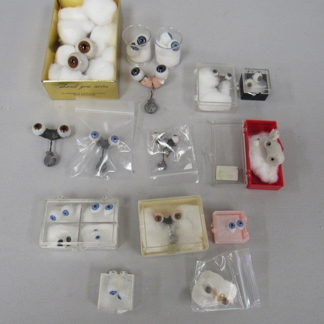 BOX LOT OF GLASS DOLL EYES: (1 of 13)