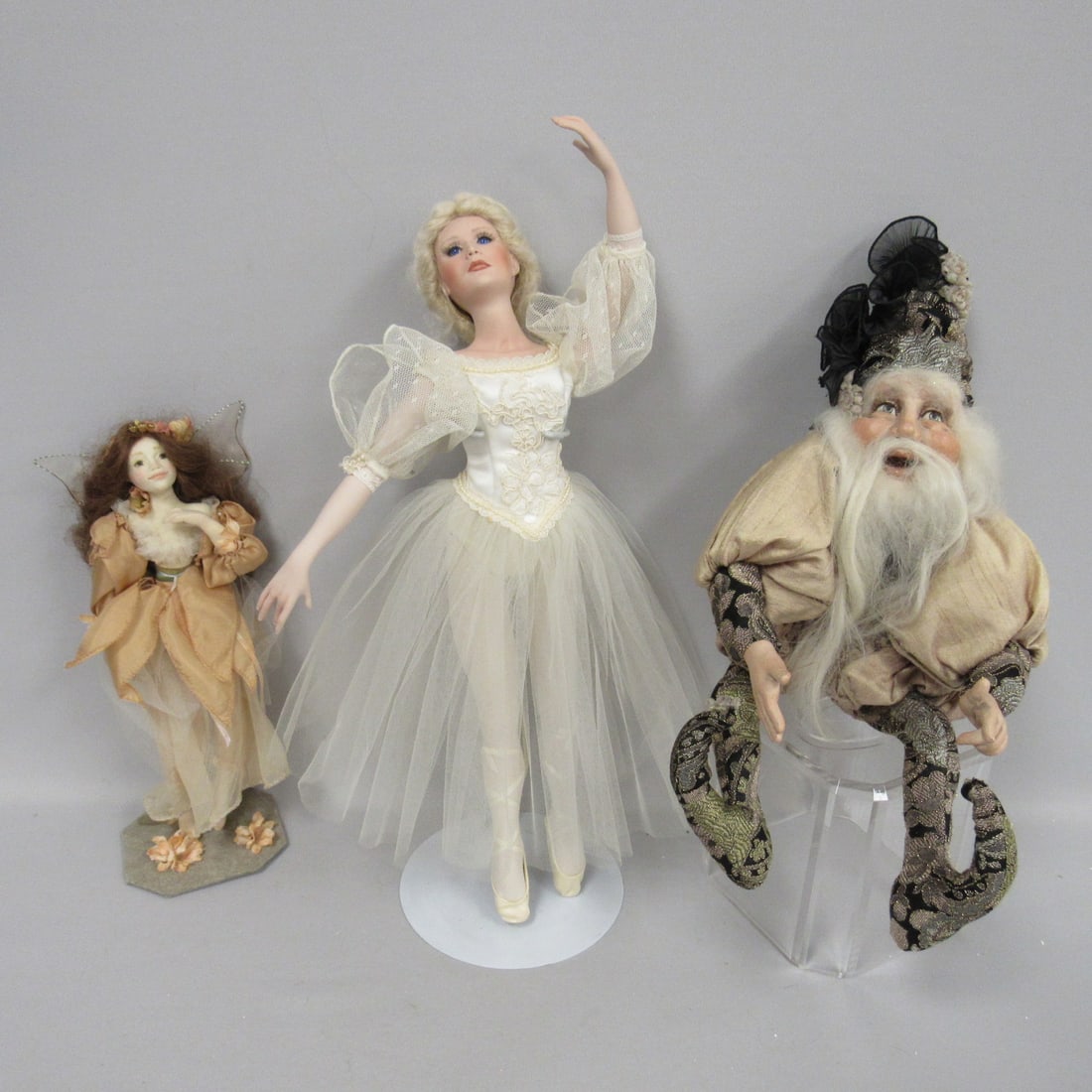LOT OF 3 PORCELAIN & CLOTH ARTIST FANTASY DOLLS: (1 of 17)