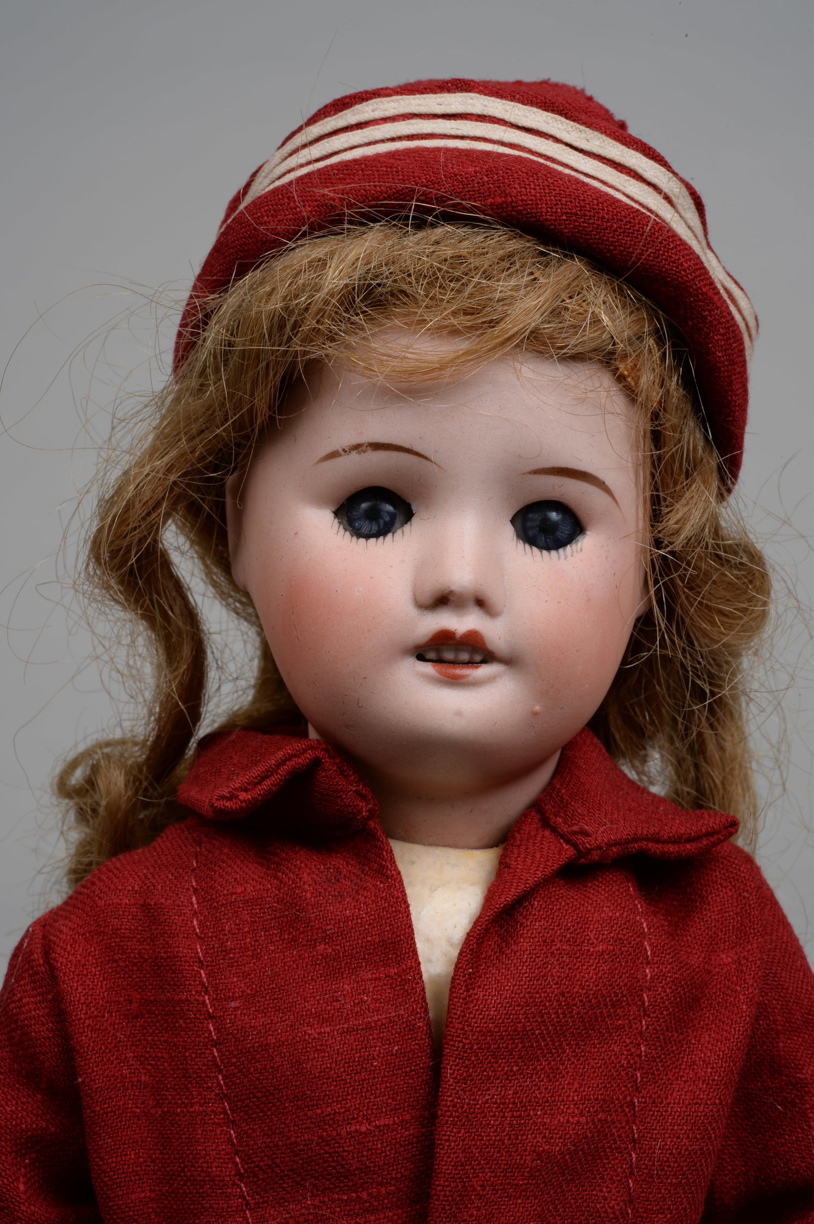 10 5/8 IN. SFBJ 60 BLEUETTE:: FRANCE, CIRCA 1915, PERFECT BISQUE SOCKET HEAD INCISED SFBJ 60 8/0, ON HER ORIGINAL COMPOSITION & WOOD FULLY JOINTED BODY THAT HAS BEEN REVARNISHED, THE MARK ON HER BACK IS ILLEGIBLE, HER FEET ARE CLE