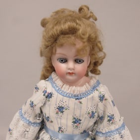 ANTIQUE 12 IN. GERMAN BISQUE HEAD FASHION DOLL:
