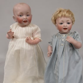 (2) J.D. KESTNER BISQUE BABY HEAD DOLLS:
