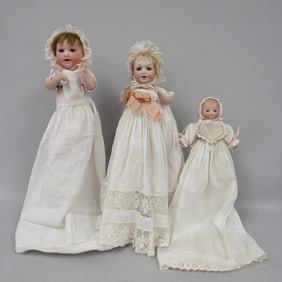 (3) BISQUE SOCKET HEAD BABY DOLLS: