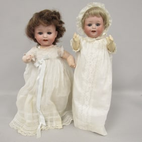 (2) HEUBACH-KOPPELSDORF BISQUE SOCKET HEAD DOLLS: